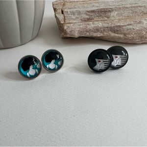 Classic Edgy Round Stud Earrings - Retro Stylish Stud Earrings set of two